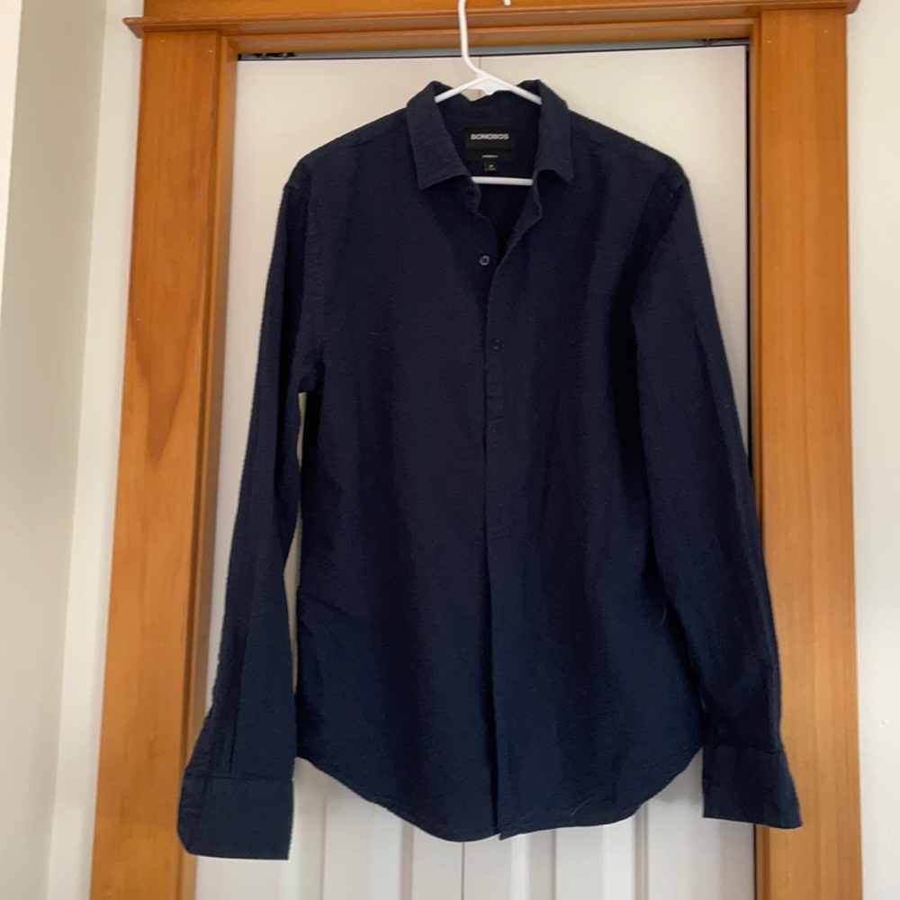 Bonobos navy blue textured button up size M
